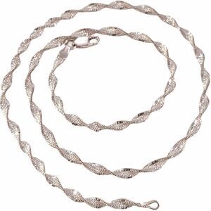 Sterling Stardust Twisted Herringbone Chain Necklace